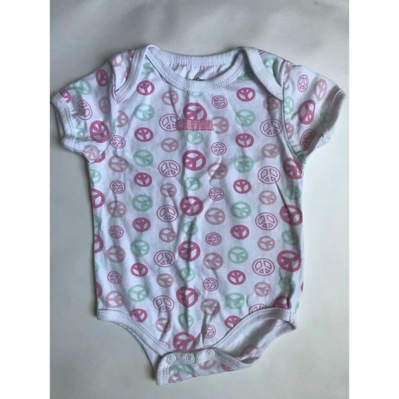 Girl's Size 9m 6-9 Months Lot of 3 Calvin Klein Peace Sign Tops in Pink, White - Picture 4 of 7